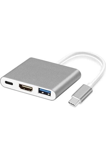 PASACO Macbook Huawei Uyumlu 4k Type C To 3 Portlu Hdmı - Usb - Type-c Çevirici Adaptör