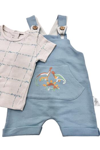 Esterella Jumpsuit with Salopeet Shorts for Baby Boy - Jumpsuit with Short Sleeve T-shirts and Kangaroo Pocket