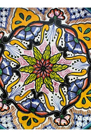 unique florya Dekoratif Duvar Tabağı Mutfak Bahçe Balkon Dekorasyonu Duvar Süsü Desenli Çiçekli Renkli Tabak No:47