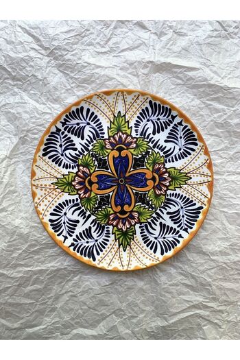 unique florya Renkli Desenli Duvar Tabağı Dekoratif Bahçe Balkon Mutfak Salon Duvar Süsü No:77