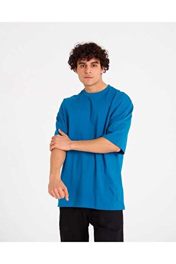 BREEZY Basic Unisex Bisiklet Yaka Etek Düz Oversize T-shirt