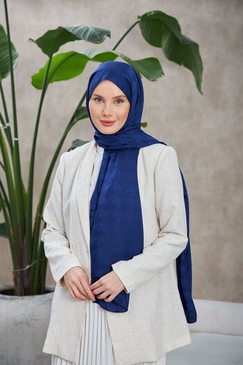İpekhan Jacquard Patterned Houndstooth Shawl