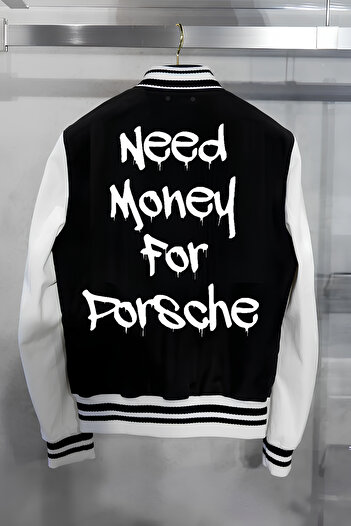 Edizen Need Money - Porsche Printed 2024 Oversize Premium College Jacket 100% βαμβάκι