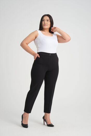 Dejabrew Jeans Plus Size Black Trousers - Zippered and Elastic Arc a004