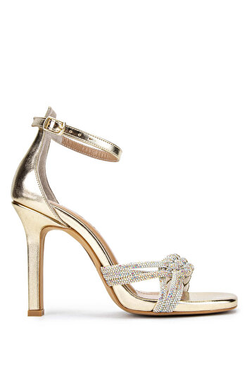 Tamer Tanca Gold Heeled Genuine Leather Women's Sandals