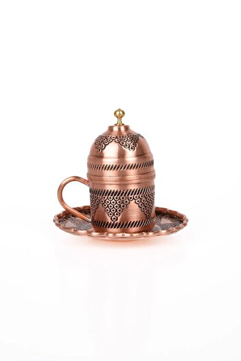 GABAALTI Gaziantep Single Heavy Embroidered Copper Ottoman Coffee Cup