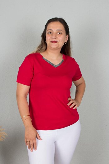 Truva XXL Colorful Glitter Bady T-Shirt - Large Size B111