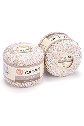 Yarnart Violet Lurex - Glitter Mercerized Lace Cream-2000
