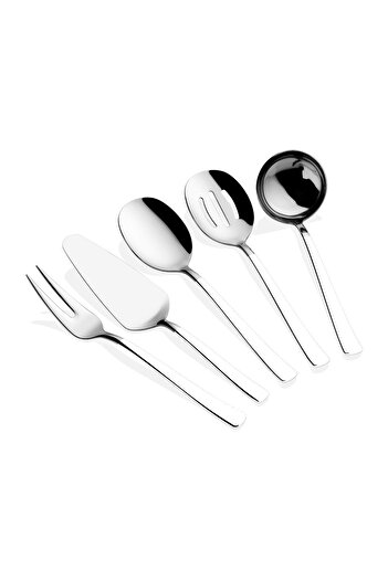 Dame Marie Silver White 5 Piece Sauce Ladle Set Serving Set