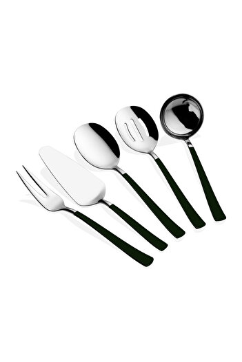 Dame Marie Silver Black 5 Piece Sauce Ladle Set Serving Set