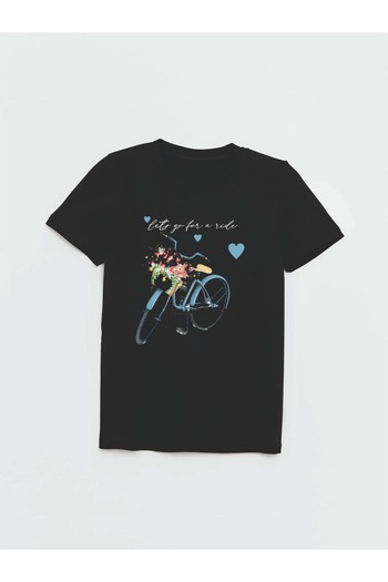 Cevval Girl - Bicycle Printed T-Shirt