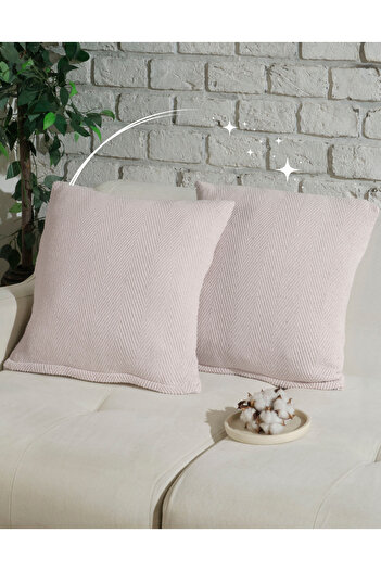 Lux Touch Lily Ekru 2'li Kırlent Kılıfı 45 x 45 cm Yastık Minder Kılıfı Fermuarlı