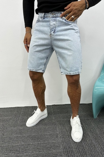 MADZEYMODA Чоловічі джинсові шорти льодового синього кольору