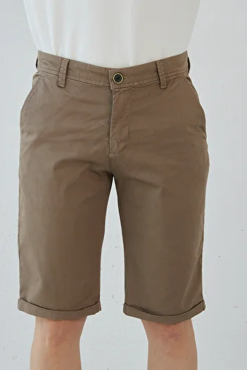 RAVANELLI Ανδρικό σορτς Chino από βαμβακερό καφέ Slim Fit Gabardine
