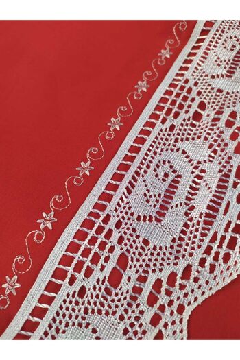 Çeyiz Bahçesi Lacy Pique Dowry Red 2-Piece Pillow Case 50&70