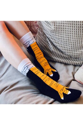 Socks Stations Unisex Chicken Feet Socks - Patterned Orange Colored Chicken Feet Socks