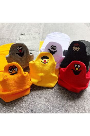 Socks Stations Unisex Sesame Street Embroidered Ankle Colorful Patterned Booties Socks Box of 6