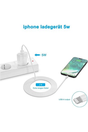 Deppo Trend Apple iPad iPhone 4/5/6/7/8/8/Plus/Se/X/Xs/11/12/13/14 Uyumlu 1A 5W Şarj Seti Şarj Aleti Şarj Cihazı