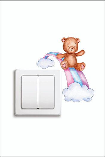 Kt Grup Happy Teddy Bear in the Rainbow Socket Sticker