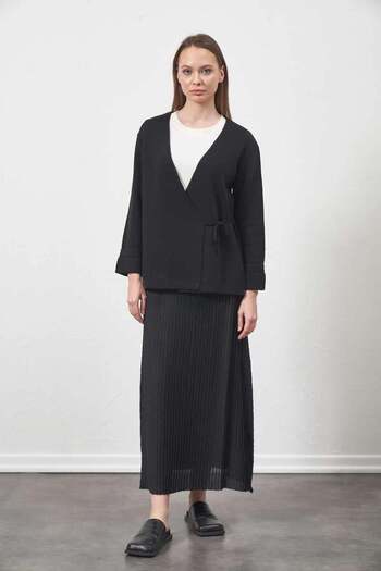 Mevra Black Knitwear Double Breasted Jacket