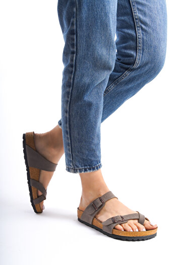 ZİESCE Γυναικείες καλοκαιρινές παντόφλες Mink Nubuck - Σαγιονάρες