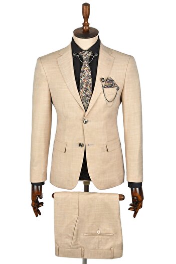 DeepSEA Beige Men's Suit - Double Button, Double Slit, Regular Cut Set of 22300375