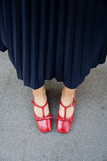 LAMİNTA Red Bow Detailed Marta Women's Ballerinas