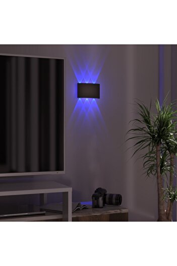 fullreyon Uranüs Siyah Kasa Mavi Işık Ledli Dekoratif Işık Süzmeli Iç Ve Dış Mekan Salon Bahçe Balkon Aplik