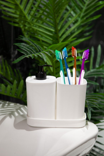 Ecolux CREATIVE ΣΕΤ ΜΠΑΝΙΟΥ 3 ΤΕΜΑΧΙΩΝ - ΔΙΣΚΟΣ ΥΓΡΟ ΣαΠΟΥΝΙΟΥ - ΟΔΟΝΤΙΑ ΒΟΥΡΤΣΑ - ΛΕΥΚΟ ΜΕ ΔΟΧΕΙΟ ΣΦΟΥΓΑΝΙΔΙΟΥ ΜΕ ΣΤΑΝΤ