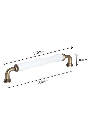 Porcellana Perla Porcelain Handle Cabinet Drawer Furniture Kitchen Handle Sapphire 160mm-white-antique-stk0794