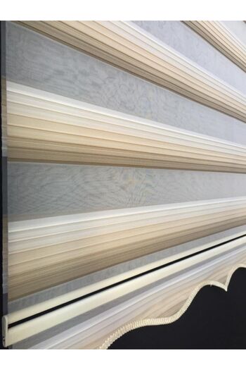 yağmur zebra Sütlü Kahve Krem Renk Geçişli Zebra Stor Perde (ETEK DİLİMLİ)