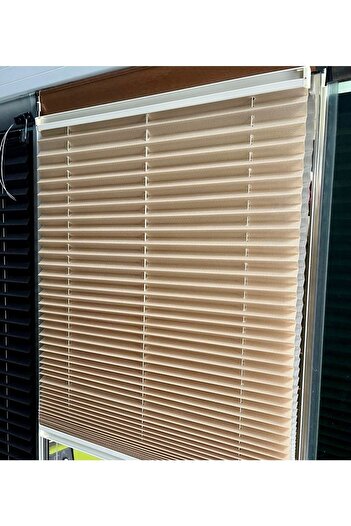 yağmur zebra Foldable Glass Balcony Curtain Home Curtain Office Curtain (CREAM) Pleat Curtain