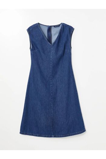 LC Waikiki Rochie de damă Mid Indigo Rodeo cu decolteu în V din denim drept