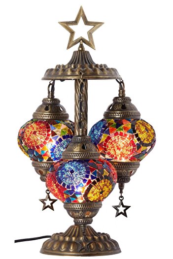 Demmex 3-Piece Turkish Moroccan Mosaic Desktop Decor - G-Price Compatible with Authentic Grand Bazaar Gulf Countries