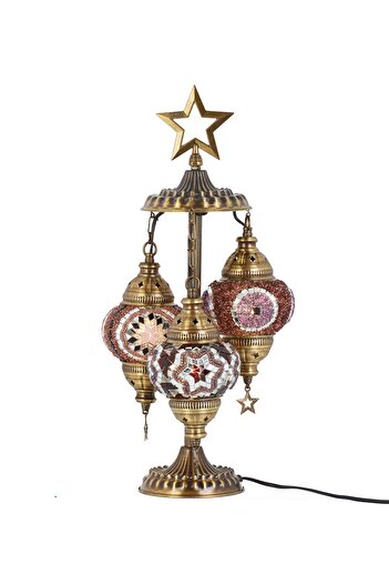 Demmex 3-Piece Turkish Moroccan Mosaic Desktop Decor - G-Price Compatible with Authentic Grand Bazaar Gulf Countries