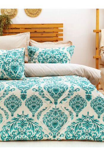 CAQQA Double Women's Damask Cotton Duvet Cover Set - Elastic