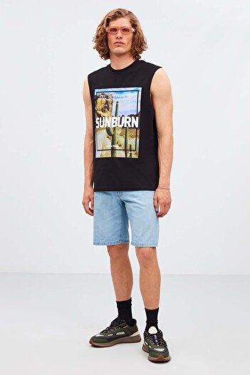 GRIMELANGE Ruınas Men's Relaxed Fit Denim Light Blue Shorts