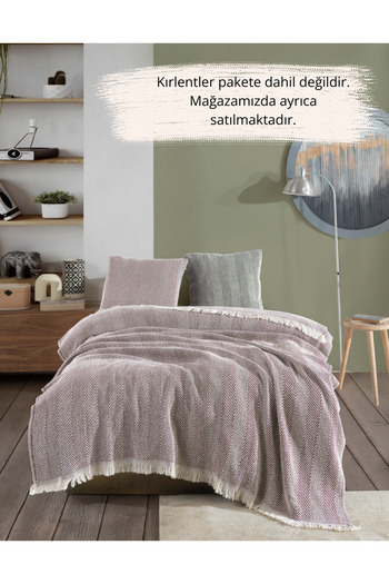 Lux Touch Lily Plum - Single 145x200 cm Cotton Tufted Bed Armchair, Sofa Seat Cover