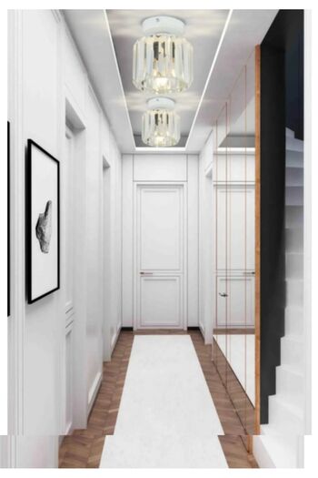 Lambadar Kristal Taşlı Model Modern Tekli Plafonyer Model Beyaz Avize