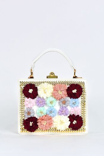 ELATAE Women's Shoulder Strap Floral Stoned Evening Dress Daily Handbag 17611