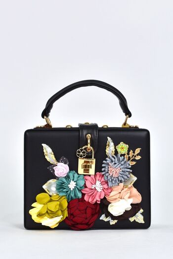 ELATAE Women's Shoulder Strap Floral Stoned Evening Dress Daily Handbag 17613