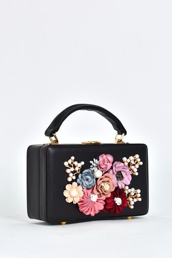 ELATAE Women's Shoulder Strap Floral Stoned Evening Dress Daily Handbag 17612