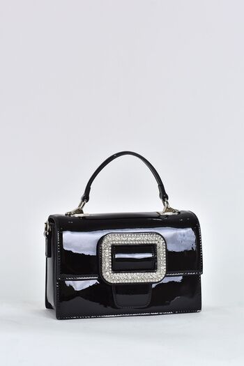 ELATAE Patent Leather Women's Evening Dress Daily Handbag with Shoulder Strap - 17339