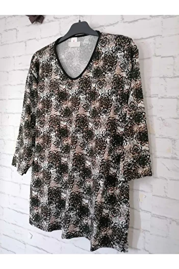 anne moda ankara Summer Large Size Viscose Buluz - Capri Sleeve
