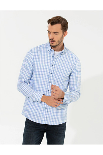 Pierre Cardin Açık Mavi Regular Fit Uzun Kollu Gömlek