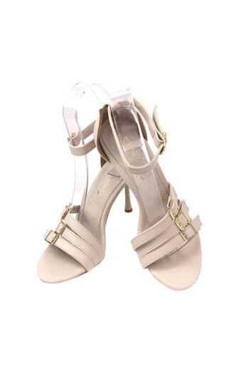 bescobel Efyam Beige Women's Evening Dress - 3 Buckles, Bathy Ankle Tie, 9 Cm