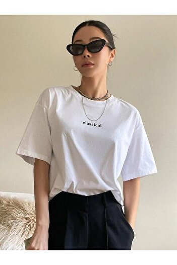 AFROGİYİM Classic Patterned Women's Oversize T-shirt