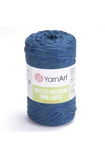 Yarnart Twisted Macrame 3 Mm Lurex - Μακραμέ Χειροποίητο Νήμα Πλεξίματος Petrol Blue-789