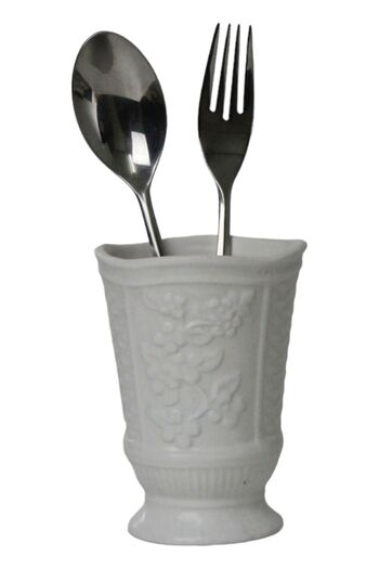 Evene Countertop Spoon Rack Decorative Upright Spoon Rack Cylinder Spoon Rack White Color Model 9
