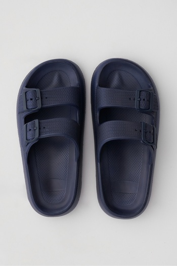 OZYO Leon Navy Blue Men's Double-Buckle Eva Beach Slippers
